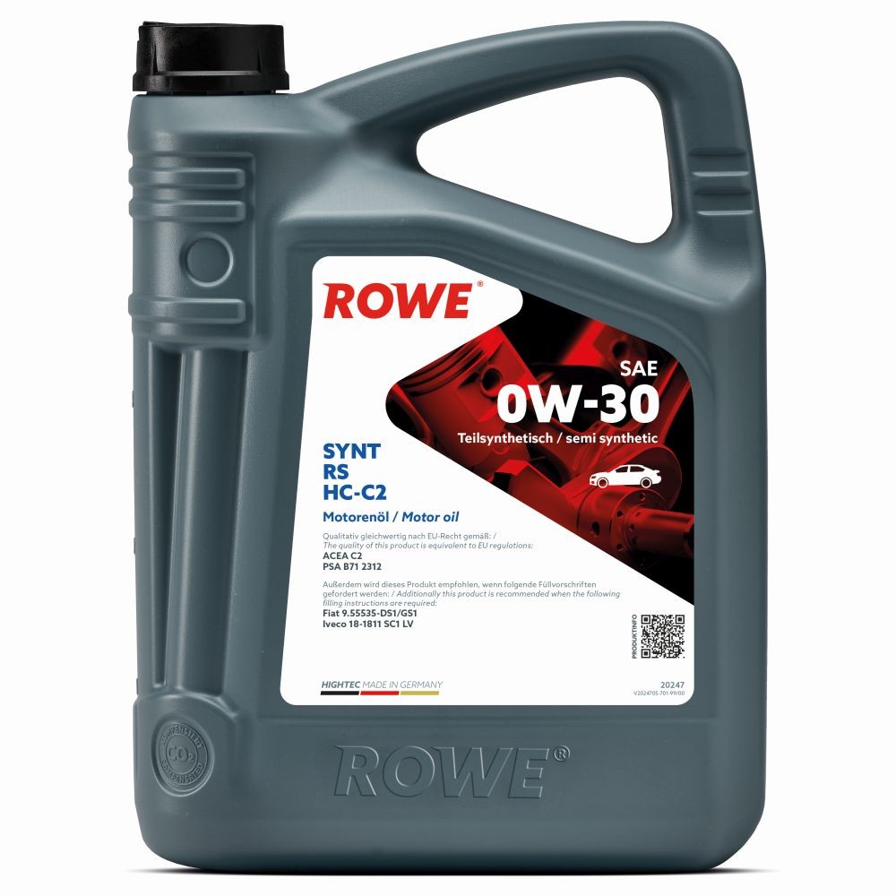 Kaufen Motorenöl ROWE 20247-0050-99 HIGHTEC, SYNT RS HC-C2 0W-30, 5l, Teilsynthetiköl
