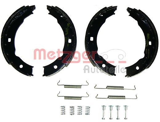 Emergency brake shoes METZGER Rear Axle Left, Rear Axle Right, with accessories - KR 665