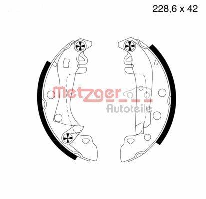 MG 114 METZGER Rear Axle, Ø: 228,6 x 42 mm, with lever Thickness: 4,8mm, Width: 42mm Brake Shoes MG 339 buy