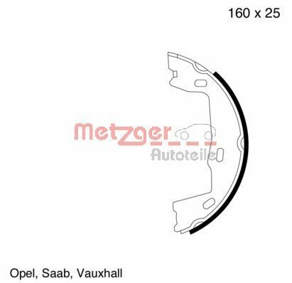 Opel CORSA Parking brake shoes 1821495 METZGER MG 347 online buy