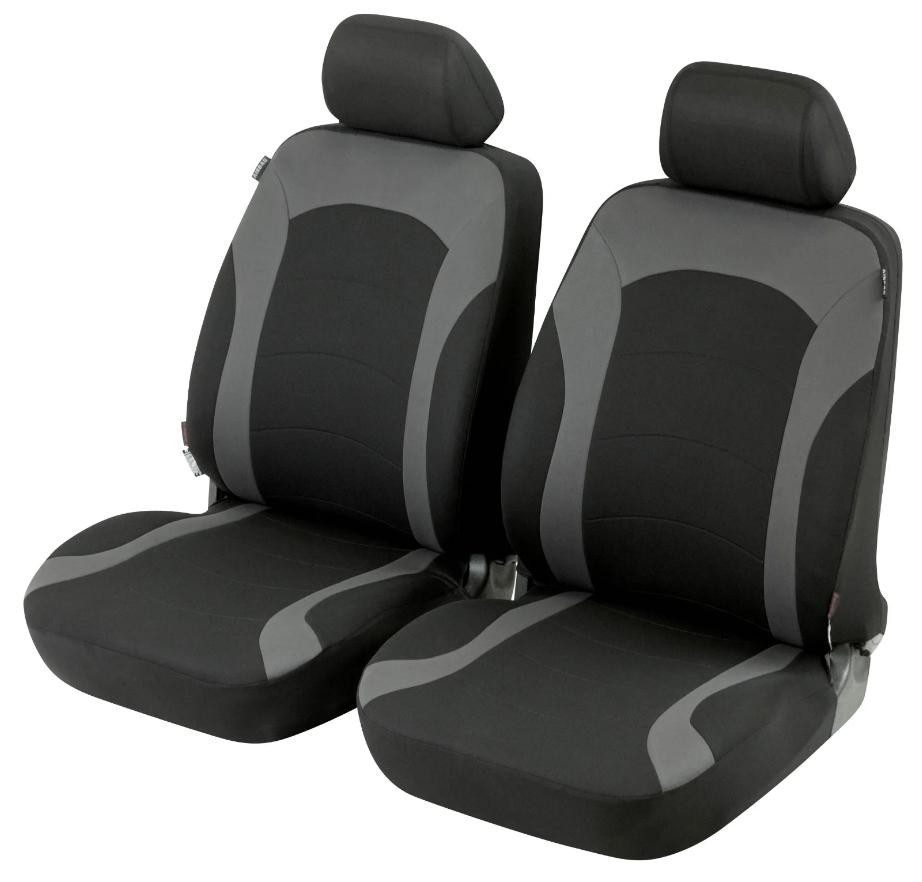 WALSER 11852 Auto seat covers VW Transporter 5 Bus (7HB, 7HJ, 7EB, 7EJ, 7EF, 7EG, 7HF, 7EC) silver, black, Polyester, Front