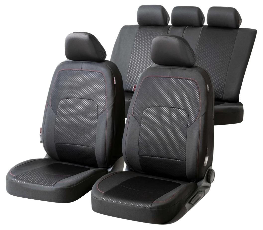 WALSER 11861 Auto seat covers VW Polo Hatchback (6R1, 6C1) red/black, Polyester, Front and Rear