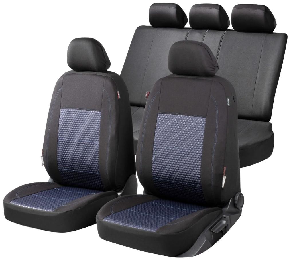 WALSER 11871 Auto seat covers PEUGEOT 508 I (8D_) Saloon Blue/black, Polyester, Front and Rear