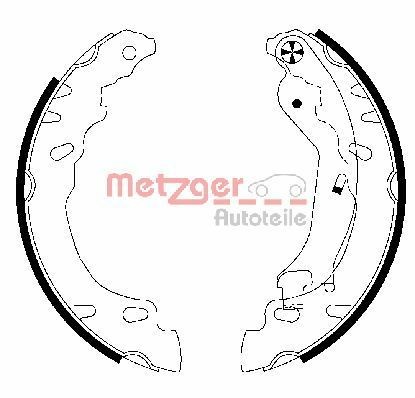 MG 828 METZGER Drum brake kit FORD Rear Axle, 180 x 32 mm, with lever, for vehicles with ABS