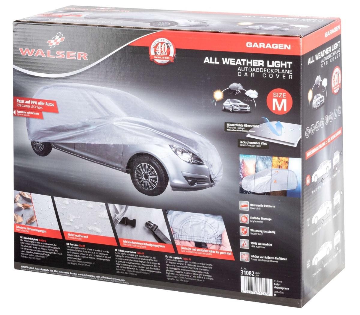 31082 WALSER All Weather Light Bâche de voiture M 165x432 cm, gris ▷  AUTODOC prix et avis