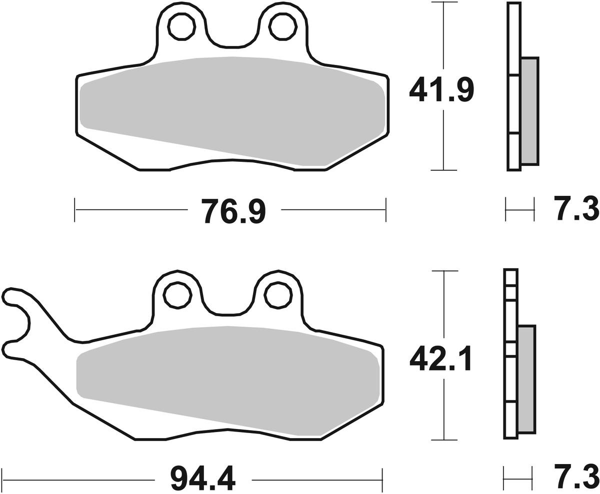 sbs Height 1: 41,9mm, Height 2: 42,1mm, Thickness: 7,3mm Brake pads 120HF buy