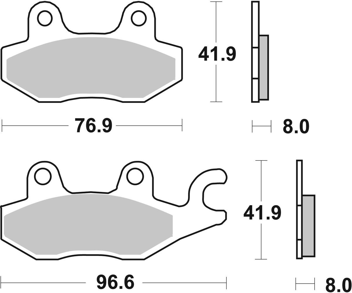 sbs Height: 41,9mm, Thickness: 8mm Brake pads 134HF buy