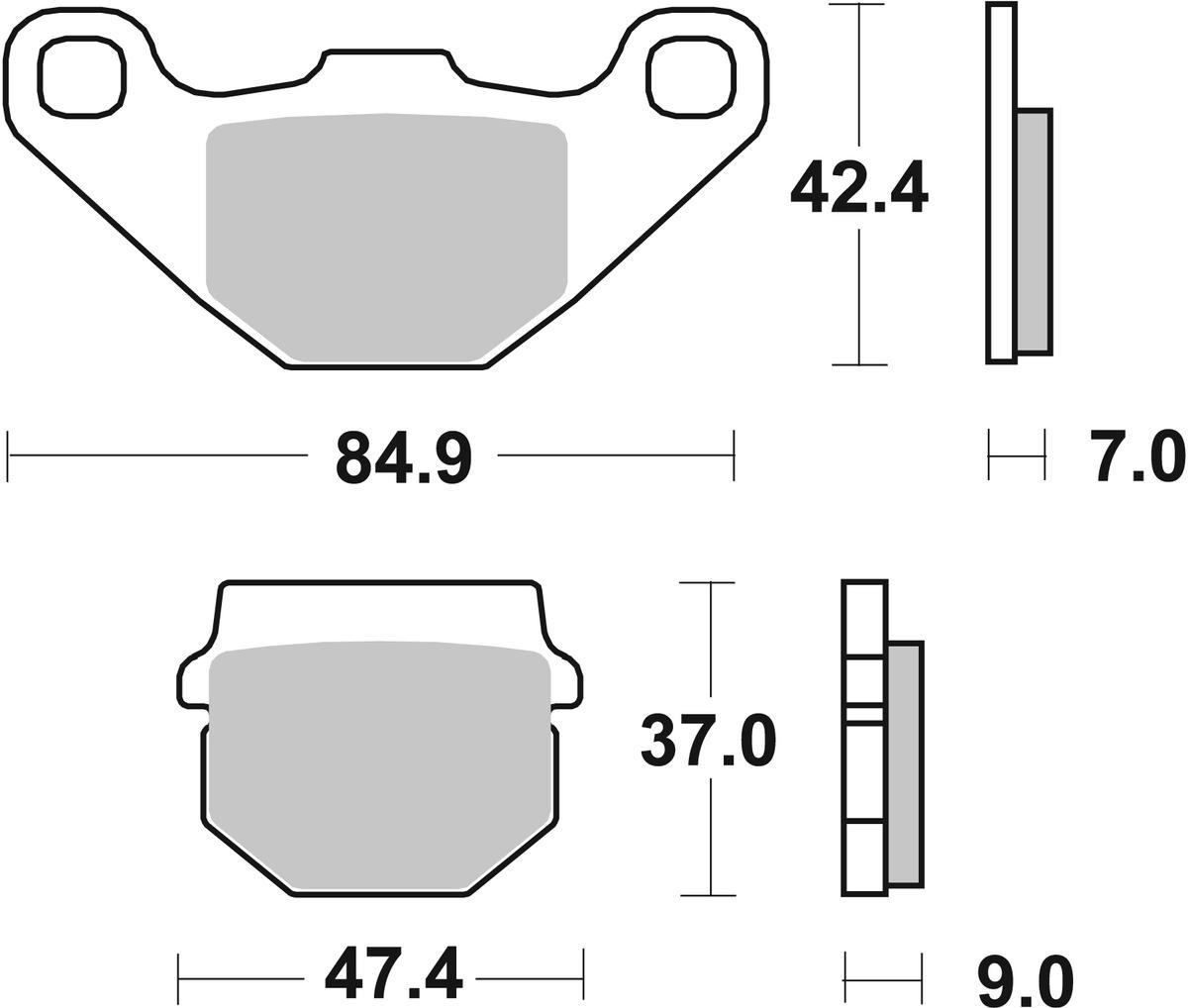 sbs Height: 42,4mm, Thickness: 7mm Brake pads 544HF buy