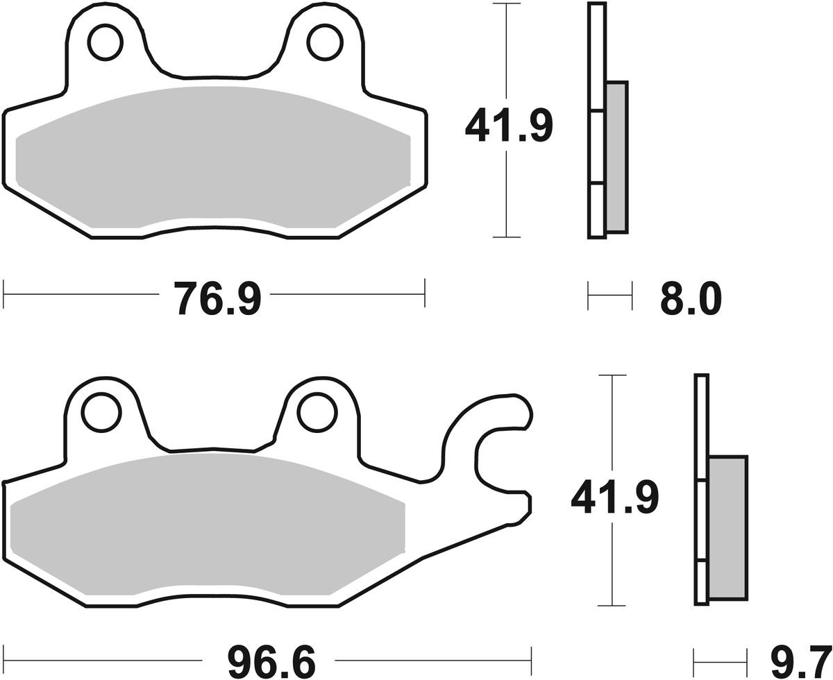 sbs Height: 41,9mm, Thickness 1: 8mm, Thickness 2: 9,7mm Brake pads 633HF buy