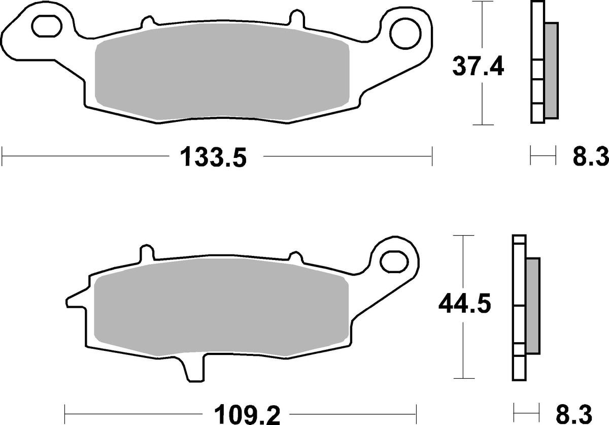 sbs Height 1: 37,4mm, Height 2: 44,5mm, Thickness: 8,3mm Brake pads 704HF buy