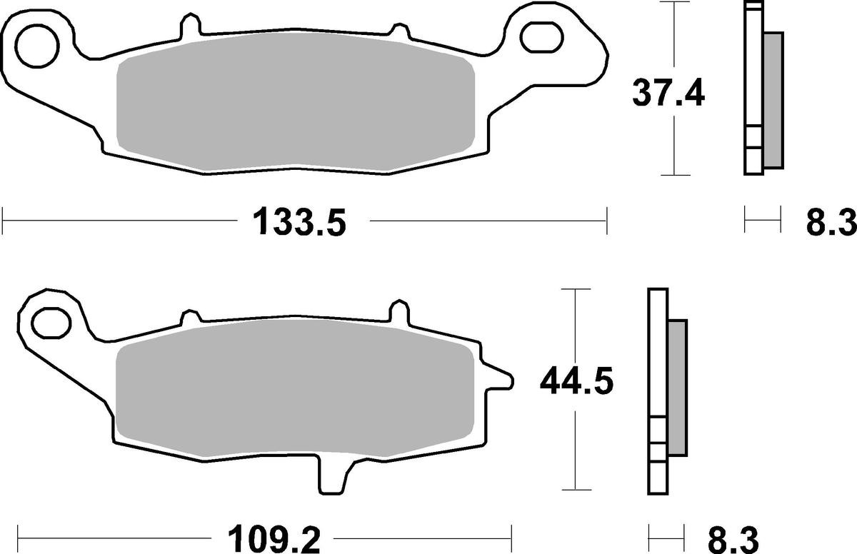 sbs Height 1: 37,4mm, Height 2: 44,5mm, Thickness: 8,3mm Brake pads 705HS buy