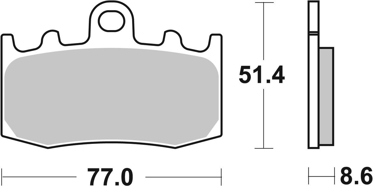 sbs Height: 51,4mm, Thickness: 8,6mm Brake pads 796HF buy