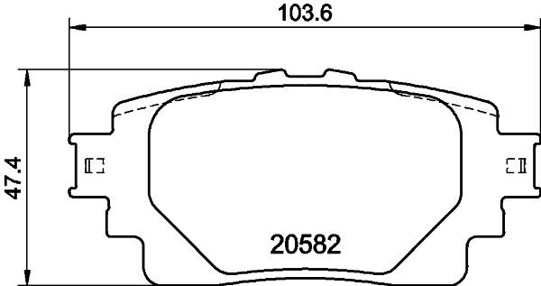 20582 HELLA prepared for wear indicator Height: 47,4mm, Width: 103,6mm, Thickness: 15mm Brake pads 8DB 355 040-121 buy