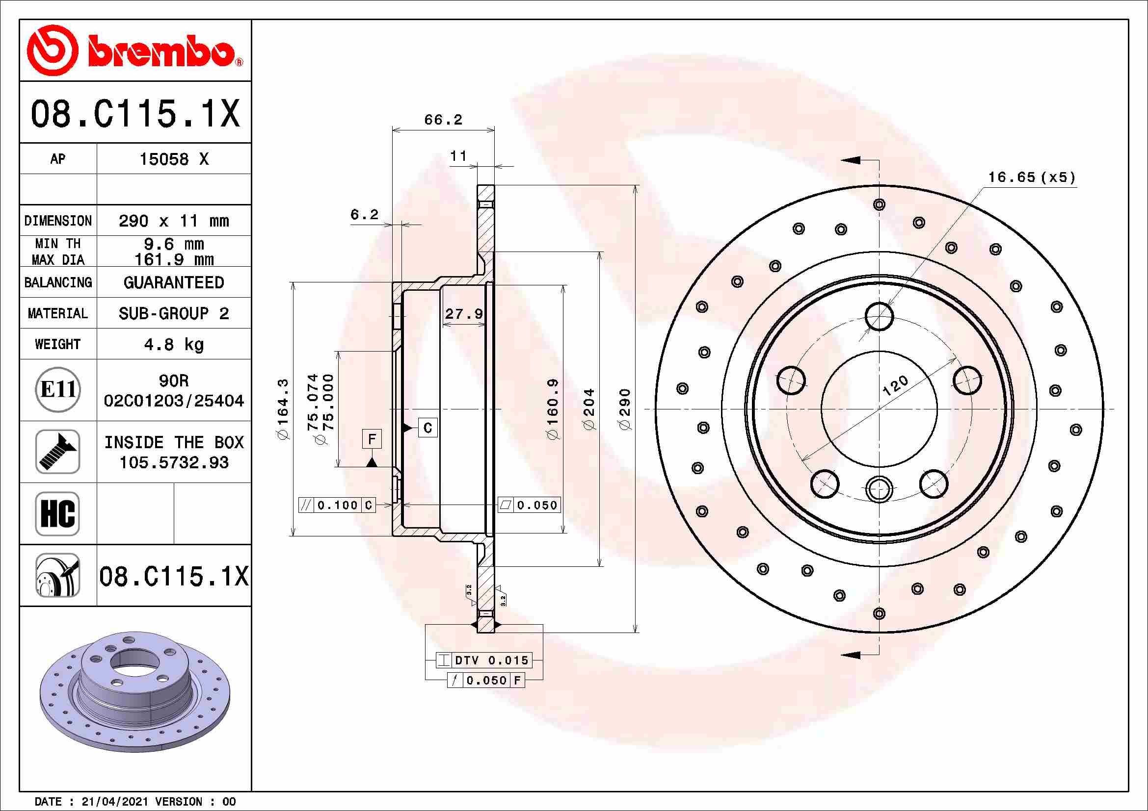 Great value for money - BREMBO Brake disc 08.C115.1X