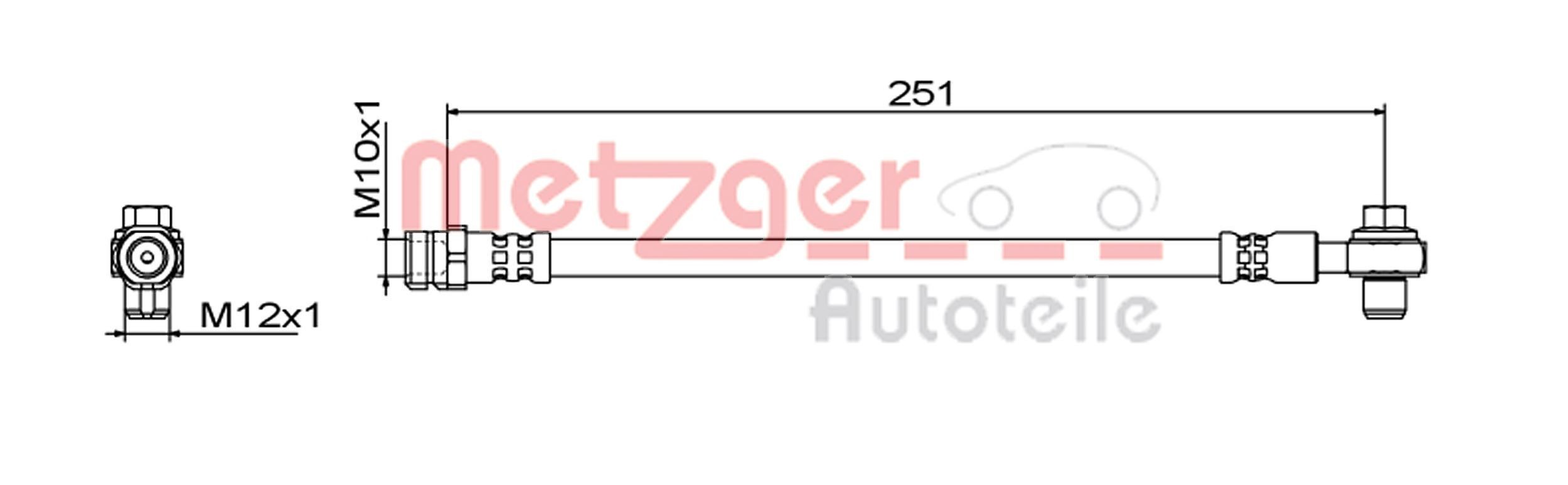 METZGER Brake hose 4111830 Skoda OCTAVIA 2016