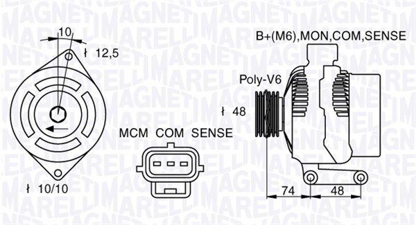 Original MAGNETI MARELLI MAN7411 Generator 063377411010 for FORD C-MAX