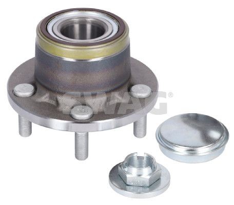 Hub bearing SWAG Rear Axle Left, Rear Axle Right, with attachment material, with integrated magnetic sensor ring, Wheel Bearing integrated into wheel hub, with ABS sensor ring, with wheel hub, 136 mm, Angular Ball Bearing - 33 10 4419