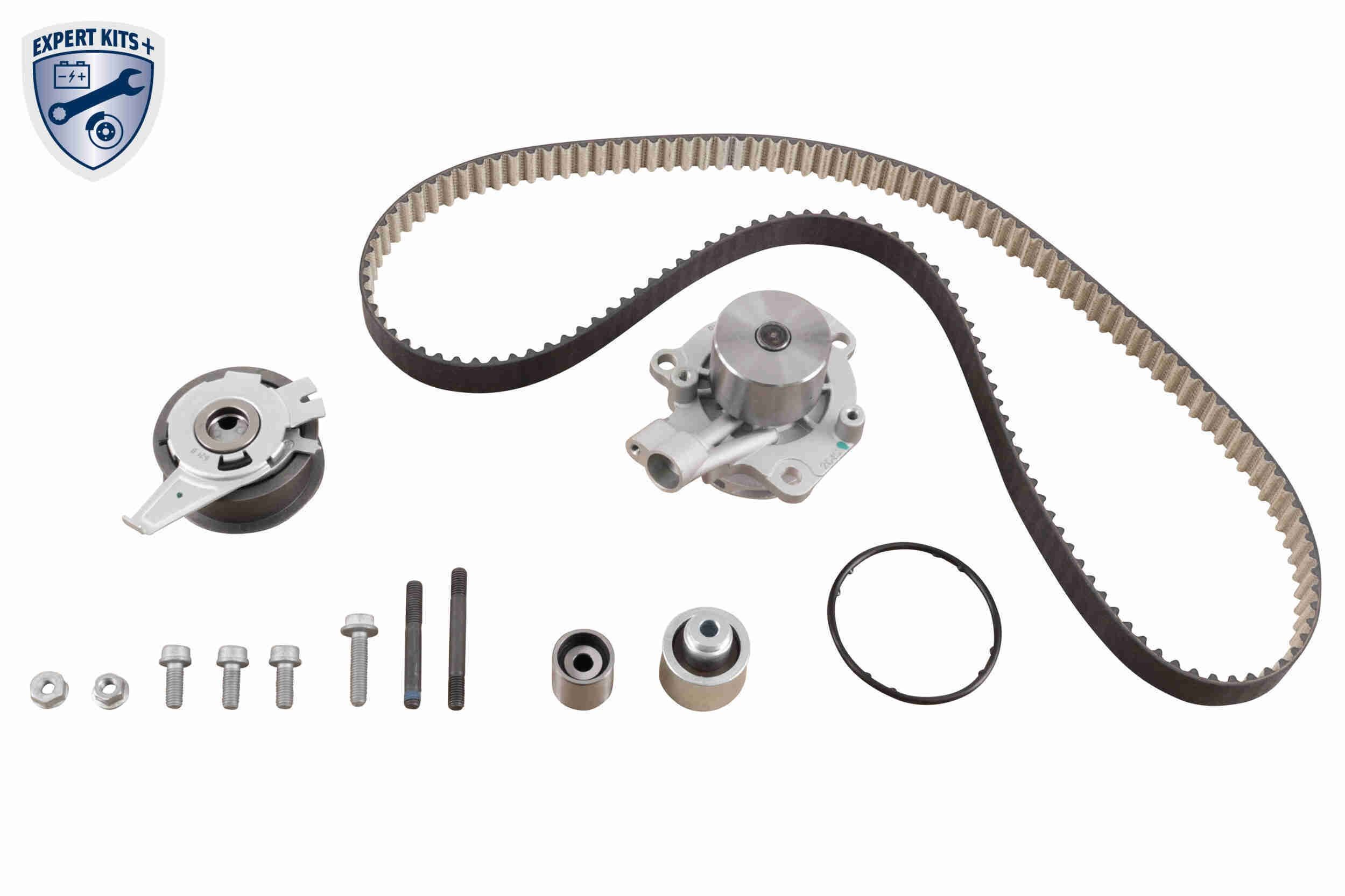 VAICO V10-50113-BEK Water pump and timing belt kit without cable, with bolts/screws, with nut, non-switchable water pump, Number of Teeth: 145, Width: 25,0 mm