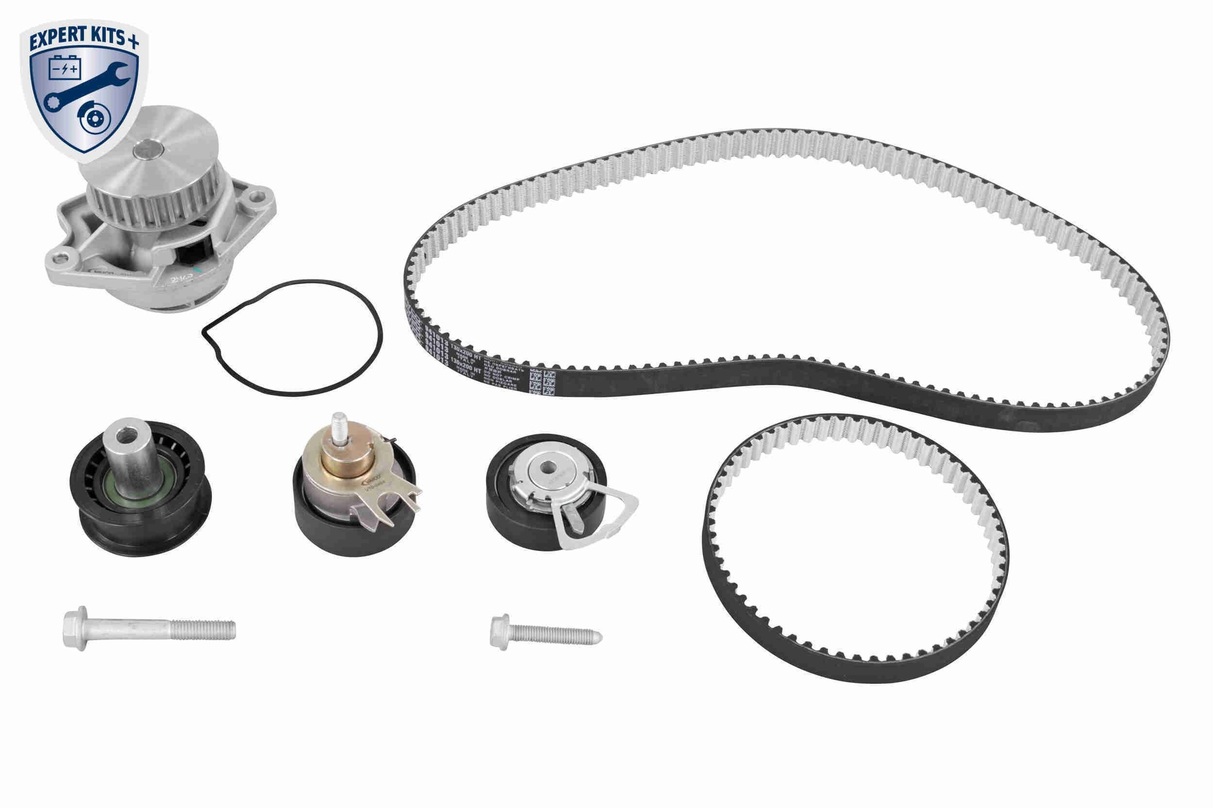 Water pump and timing belt kit VAICO with water pump, without holder, with bolts/screws, with nut, Number of Teeth: 130, Width: 20,0 mm - V10-50114-BEK