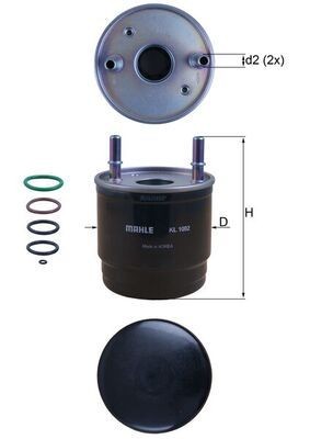 72480543 MAHLE ORIGINAL In-Line Filter, 10mm, 9,9mm Height: 137,4mm Inline fuel filter KL 1002D buy