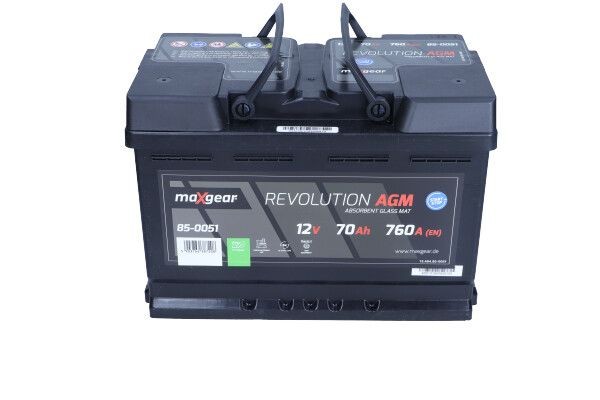 MAXGEAR 85-0051 Batterie 12V 70Ah 760A B13 AGM-Batterie, Pluspol rechts