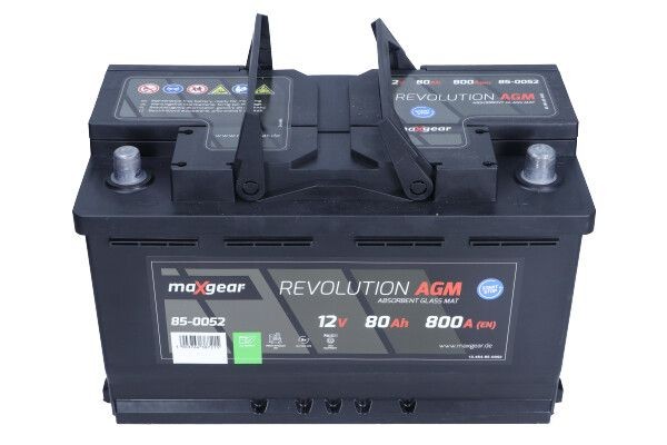MAXGEAR 85-0052 Batterie 12V 80Ah 800A B13 Batterie AGM, Pôle positif à  droite
