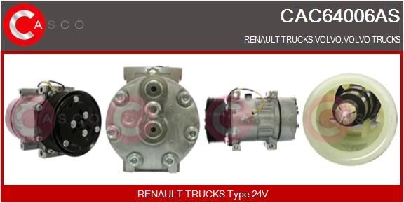 CASCO CAC64006AS Klimakompressor für RENAULT TRUCKS Premium 2 LKW in Original Qualität