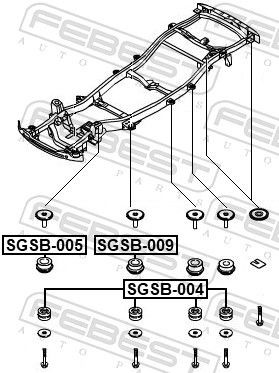 FEBEST Mounting, axle beam SGSB-004 for SSANGYONG REXTON, KYRON, ACTYON