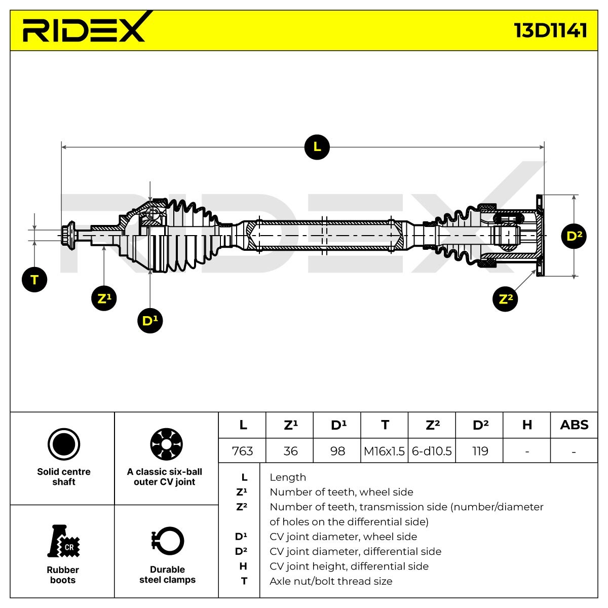RIDEX 13D1141 Drive shaft 5Q0 407 762 HX