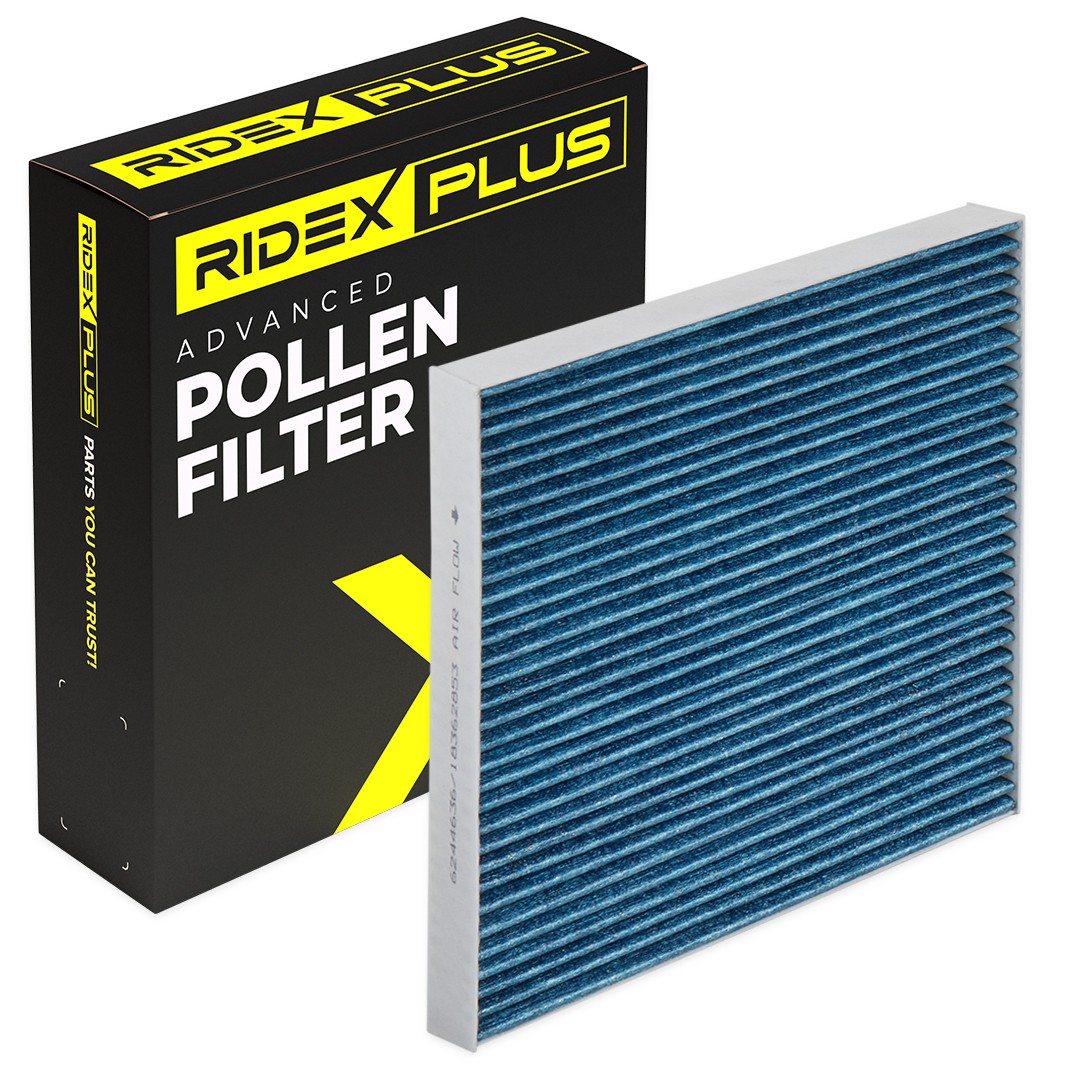 RIDEX PLUS Activated Carbon Filter, with anti-allergic effect, with antibacterial action, Particulate filter (PM 2.5), 240 mm x 204 mm x 34 mm Width: 204mm, Height: 34mm, Length: 240mm Cabin filter 424I0494P buy