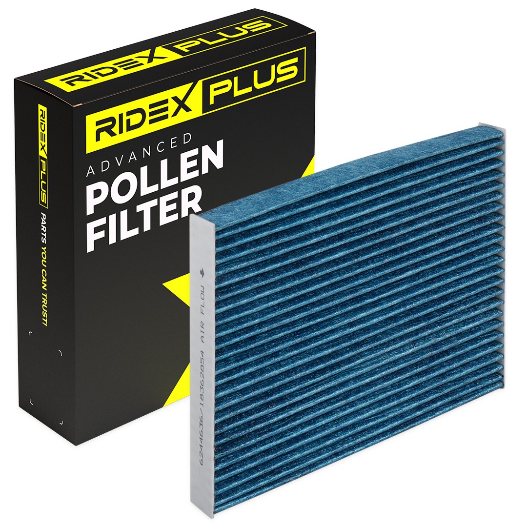 RIDEX PLUS 424I0501P Pollen filter Activated Carbon Filter, with anti-allergic effect, with antibacterial action, 195 mm x 209 mm x 28 mm