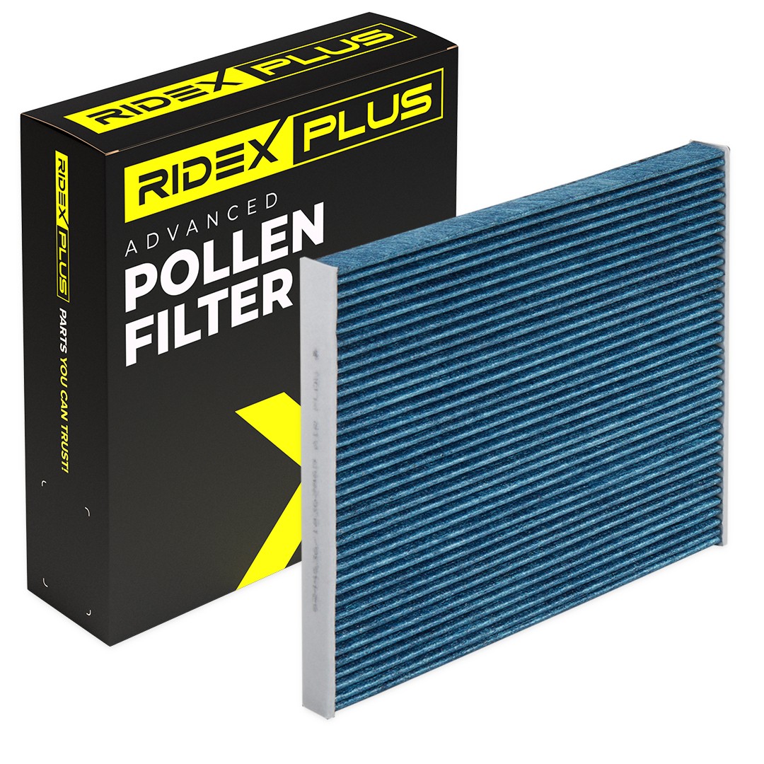 424I0496P RIDEX PLUS Pollen filter SMART Activated Carbon Filter, Particulate filter (PM 2.5), with anti-allergic effect, with antibacterial action, 257 mm x 223 mm x 35 mm