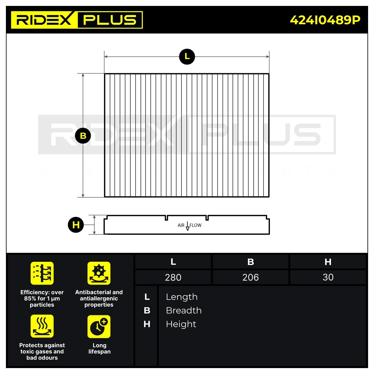 RIDEX PLUS Cabin air filter 424I0489P buy online