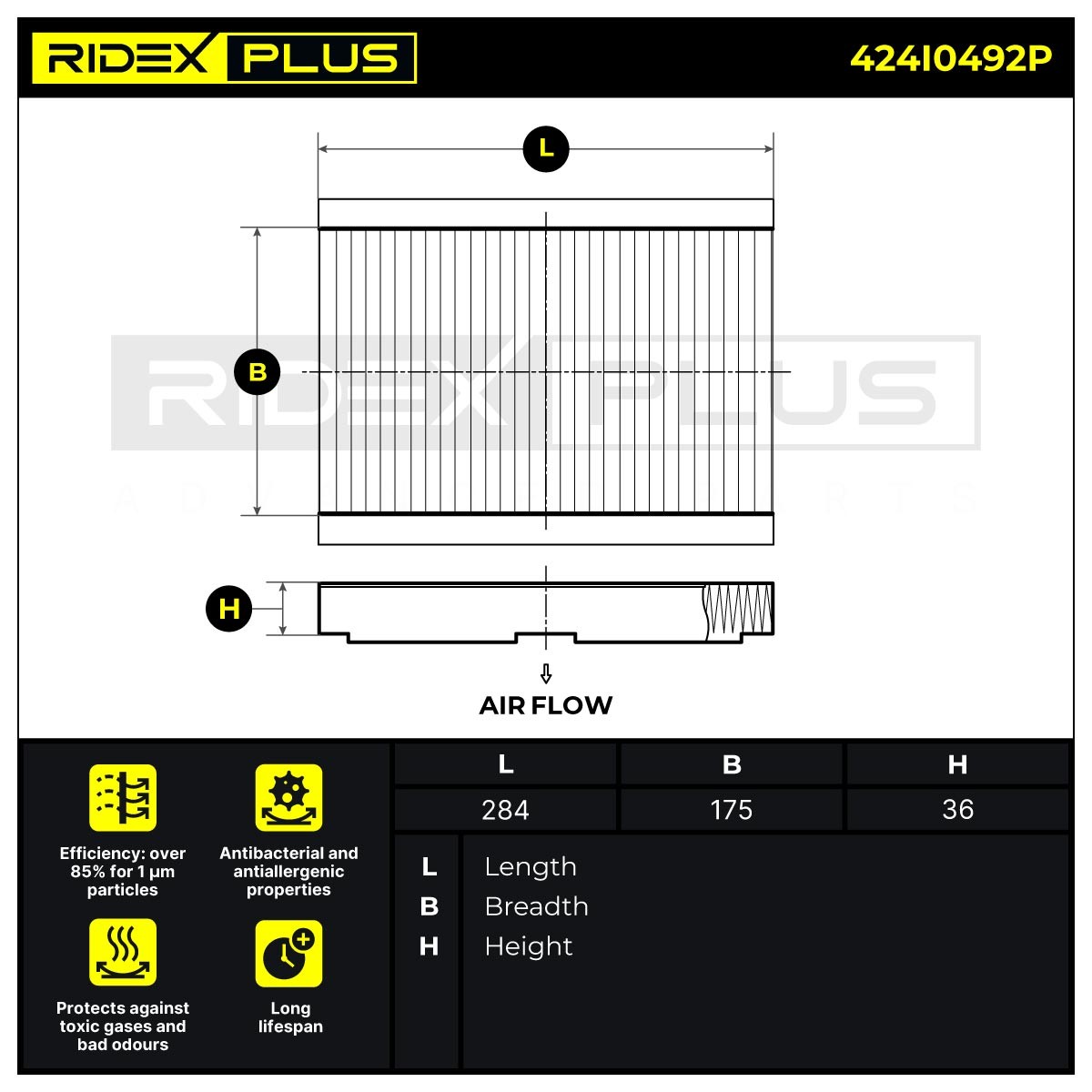 RIDEX PLUS Cabin air filter 424I0492P buy online