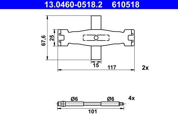 Original ATE 610518 Brake pad accessory kit 13.0460-0518.2 for AUDI A6