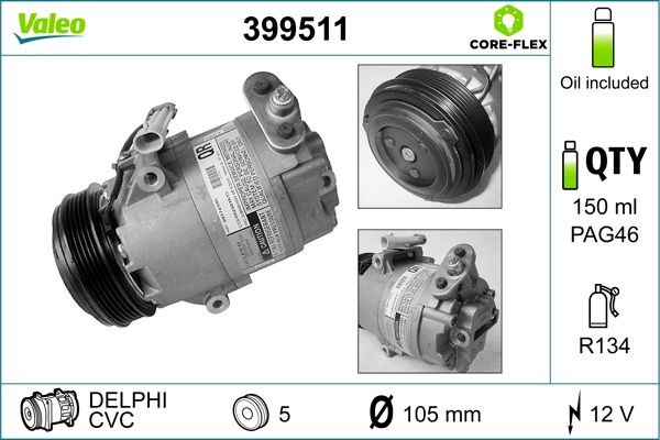 Opel ASTRA Air con pump 18366961 VALEO 399511 online buy