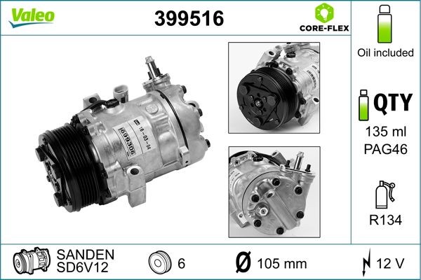Great value for money - VALEO Air conditioning compressor 399516