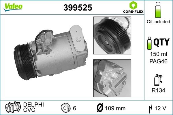 VALEO 399525 Air conditioning compressor 24 42 2013