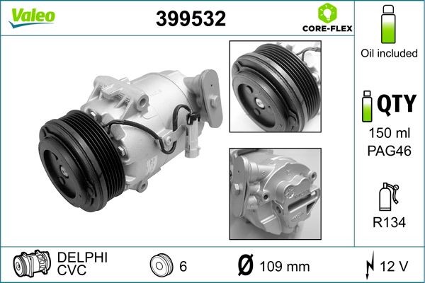 Opel CORSA AC pump 18366982 VALEO 399532 online buy