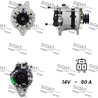SIDAT A12DE0493A2 Alternator 12V, 60A, B+ M6, Ø 68 mm
