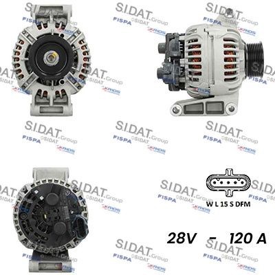 SIDAT A24BH0101A2 Alternator 24V, 120A, B+ M8, Ø 73 mm