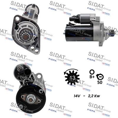 SIDAT S12BH0095A2 Starter motor 02Z-911-021C
