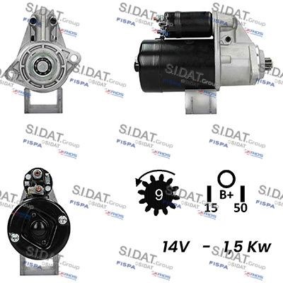 Starter motors SIDAT 12V, 1,5kW, Number of Teeth: 9, Ø 76 mm - S12BH0258A2