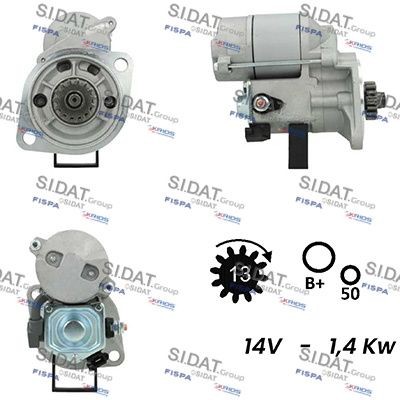 SIDAT S12DE0398A2 Starter motor 129407-77010