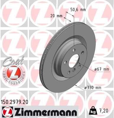 ZIMMERMANN 330x20mm, 6/5, 5x112, internally vented, Coated, High-carbon Ø: 330mm, Rim: 5-Hole, Brake Disc Thickness: 20mm Brake rotor 150.2979.20 buy