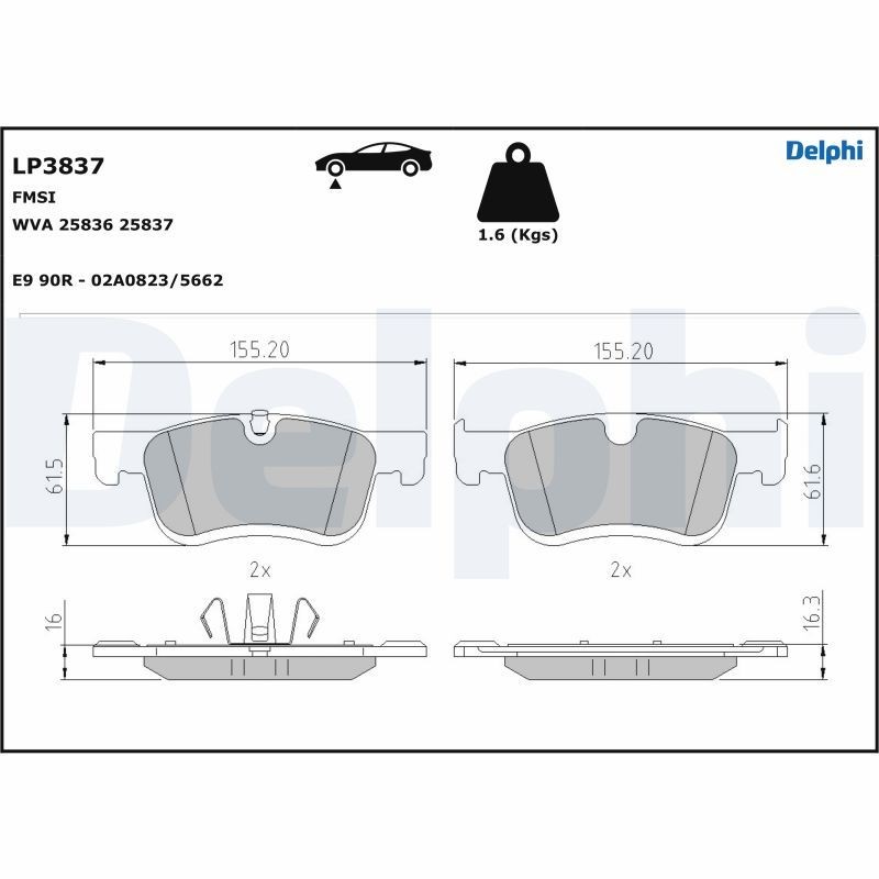 DELPHI LP3837 Brake pad set 1678168580