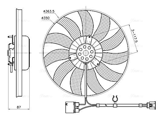 AVA COOLING SYSTEMS VN7442 Fan, radiator 1K0 959 455 CN
