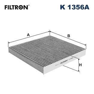 K 1356A FILTRON Pollen filter JEEP Activated Carbon Filter with polyphenol, 264 mm x 243 mm x 30 mm