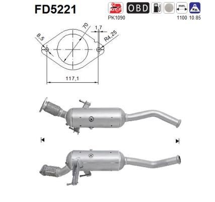AS FD5221 Dieseldeeltjesfilter Euro 5, Cordieriet Opel in originele kwaliteit
