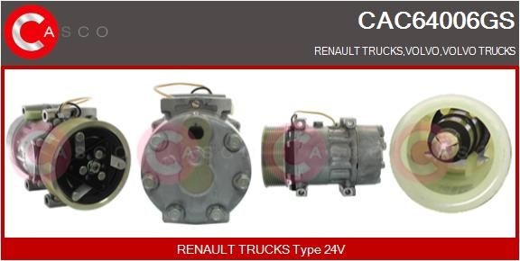 CASCO CAC64006GS Klimakompressor für RENAULT TRUCKS Premium 2 LKW in Original Qualität